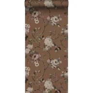 Tapety - Tapeta zabytkowe kwiaty terakota brązowy - 50 x 900 cm - ESTAHOME - miniaturka - grafika 1