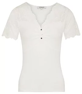 Morgan damski sweter z krótkim rękawem z koronką MIFOU Ecru TL, Off White, L - Swetry damskie - miniaturka - grafika 1