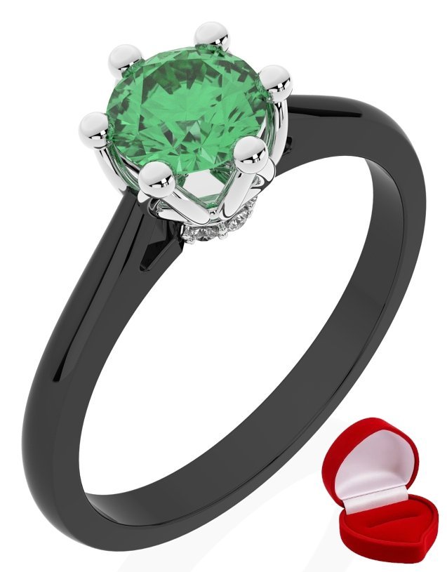 ZŁOTY PIERŚCIONEK ZARĘCZYNOWY 585 14k SZMARAGD 0,50 ct CZARNE ZŁOTO R31