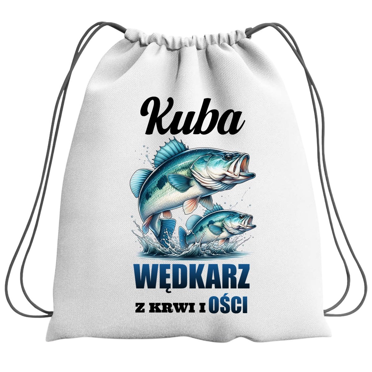 Plecak Worek Dla Wędkarza Ryby Szkolny Na Buty WF Obuwie Z Napisem