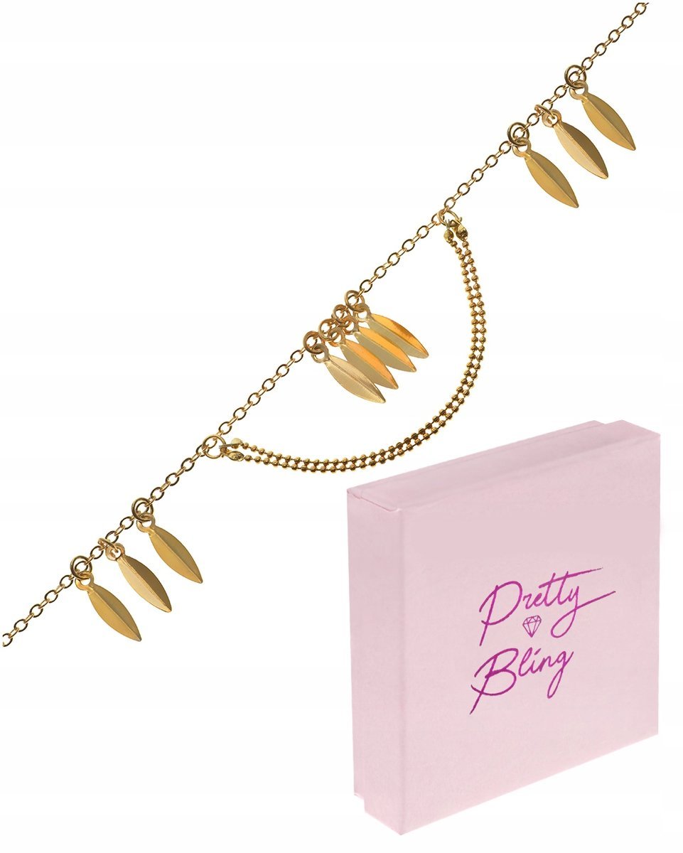 Bransoletka pozłacana na NOGĘ kostkę LISTKI