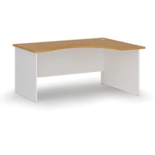 Biurko narożne PRIMO WHITE, 1600 x 1200 mm, prawe, biały/buk - Biurka - miniaturka - grafika 1