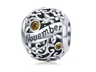 Pandora Valerio.pl Rodowany srebrny charms do miesiąc listopad month november cyrkonie srebro 925 CHARM224 CHARM224 - Charmsy - miniaturka - grafika 1