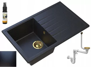 Granitan ERIS Czarny Zlewozmywak Granitowy Z Drobinkami Złotego - Zlewozmywaki - miniaturka - grafika 1