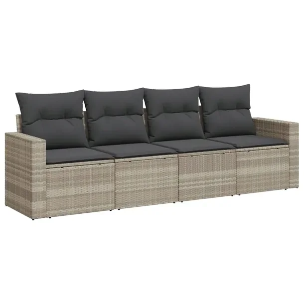 Zestaw mebli ogrodowych modułowych jasnoszary rattan PE 65,5 x 62 x 69 cm