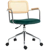 Fotele i krzesła biurowe - Krzesło biurowe w stylu boho rattan zielone fotel do 120 kg - miniaturka - grafika 1