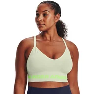 Bielizna sportowa damska - Biustonosz treningowy UNDER ARMOUR UA Seamless Low Long Htr Bra - zielony - miniaturka - grafika 1