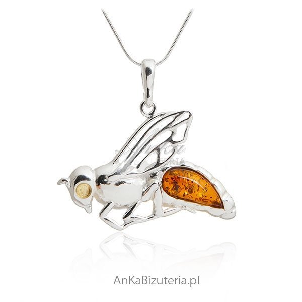 ankabizuteria.pl Zawieszka srebrna Owad z bursztynem