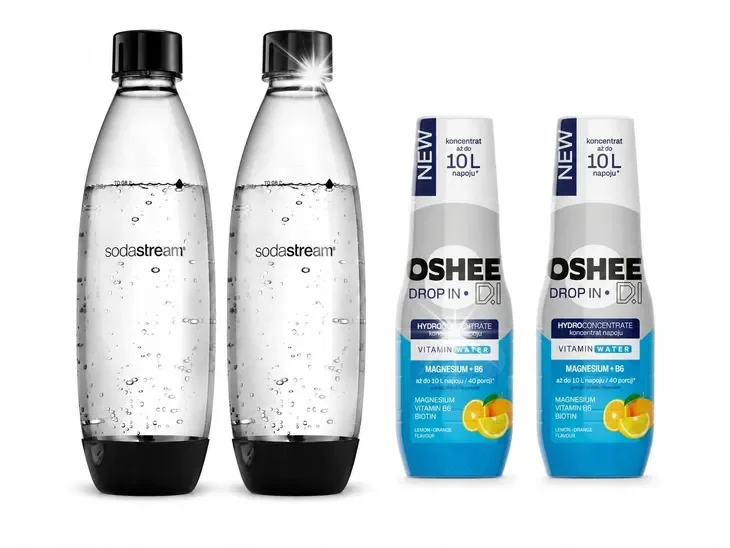 Koncentrat SYROP Oshee x2 + BUTELKI DO SATURATORA SodaStream Fuse 1L x2