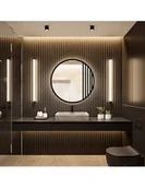 Lustra - Lustro okrągłe w czarnej matowej ramie mdf ze szprosami z podświetleniem OTTOS LOFT LED II - kolor ramy do wyboru, Dostępne wymiary: Średnica 60cm - miniaturka - grafika 1