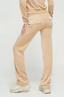 Spodnie damskie - Juicy Couture spodnie dresowe kolor beżowy gładkie - grafika 1