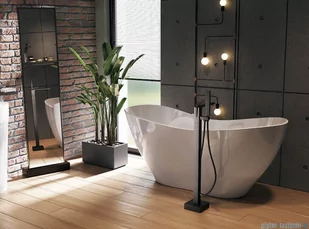 Besco Viya 170x72cm wanna wolnostojąca konglomeratowa + syfon klik-klak chrom #WMD-170-V | - Wanny z hydromasażem - miniaturka - grafika 3