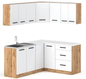 Meble kuchenne - Kuchnia Nowoczesna Modułowa Z Blatem Narożna 3.2m Wotan Biały Mat Szary Mat - miniaturka - grafika 1