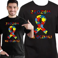 Koszulki męskie - KOSZULKA AUTYZM ZROZUM NIE OCENIAJ DZIEŃ AUTYZMU AUTISM M 3466 CZARNA - miniaturka - grafika 1