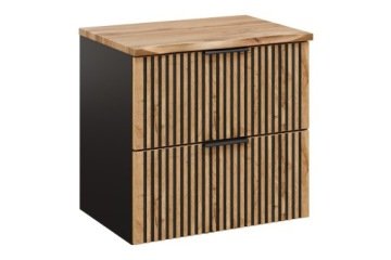 Szafka łazienkowa wisząca z blatem zestaw meblowy 60 cm Xilo Black Wotan