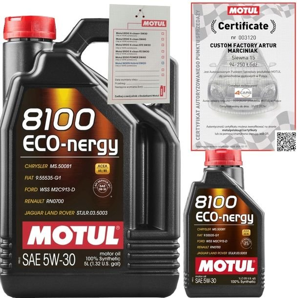 Motul 8100 Eco-nergy 5w30 A5/B5 6L Ford Wss-m2c913-d 
