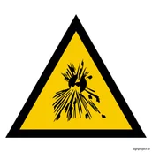 Systemy ekspozycyjne i znaki informacyjne - JA004 OSTRZEŻENIE PRZED SUBSTANCJAMI WYBUCHOWYMI, FN - FOLIA SAMOPRZYLEPNA; (100X100MM) - miniaturka - grafika 1