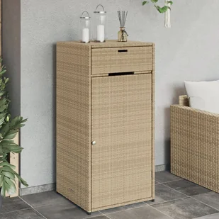 Szafa ogrodowa vidaXL Szafka ogrodowa, beżowa, 55x55x111 cm, polirattan - Pozostałe meble ogrodowe - miniaturka - grafika 1