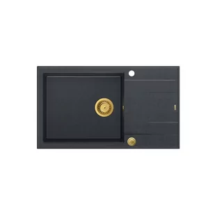 QUADRON Zlewozmywak EVAN 136 XL czarny, elementy złote, k.pneum. HCQE58650U8_PVDG1_P2O0 - Zlewozmywaki - miniaturka - grafika 1