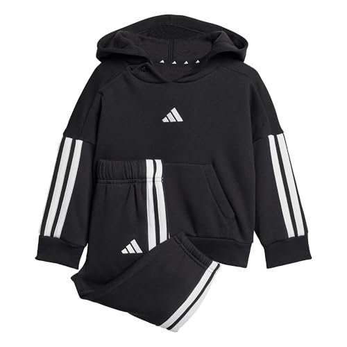 adidas uniseks-baby ESSENTIALS HOODED JOGGER, black/white, 0-3 Months