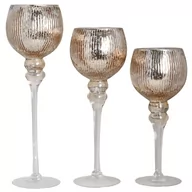 Świeczniki - Zestaw szklanych świeczników w kolorze szampańskim - kielichy Jun - miniaturka - grafika 1