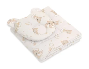 Kołderka z wypełnieniem i poduszka profilowana Miś - zestaw 2cz. - Rainbow beige bear - Łóżeczka i kojce - miniaturka - grafika 1