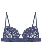 Biustonosze - Women'secret Natural Trójkątny Biustonosz Koronka Haft Niebieski, Średni niebieski, 100B - miniaturka - grafika 1