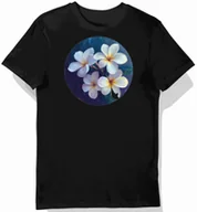 Koszulki męskie - Koszulka męska czarna z motywem kwiatów plumerii L - miniaturka - grafika 1