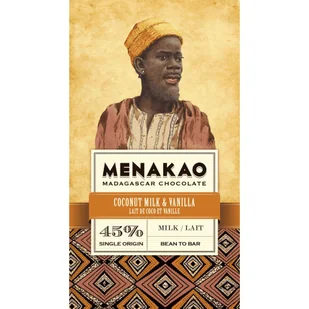 Menakao czekolada mleczna 45% z kokosem 75g - Czekolada - miniaturka - grafika 1