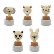 Zabawki kreatywne - Drewniana pieczątka z tuszem Zwierzęta Askato - miniaturka - grafika 1