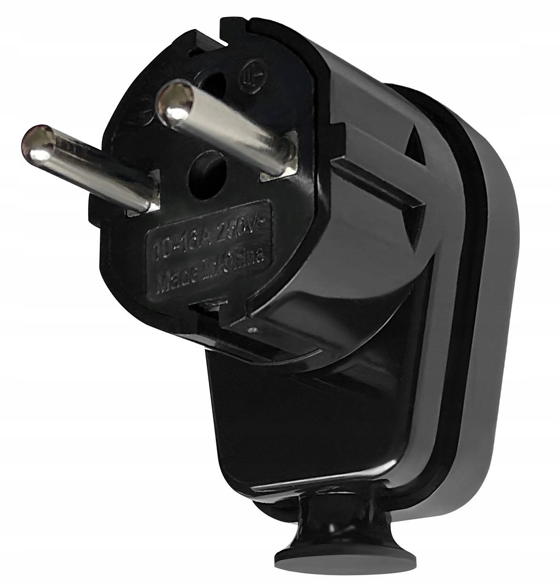 Wtyczka Elektryczna Kątowa Uni-Schuko Uziemienie 16A 230V 1 Szt. Czarna