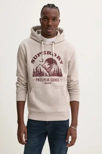 Superdry bluza męska kolor beżowy z kapturem z nadrukiem M2013699A-2AH - Bluzy męskie - miniaturka - grafika 1