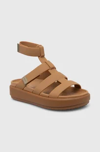 Crocs sandały Brooklyn Luxe Gladiator damskie kolor brązowy na platformie 209557 - Sandały damskie - miniaturka - grafika 1