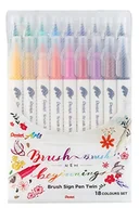 Długopisy - Pentel SESW30C-18 Brush Sign Pen Twin, zestaw 18 kolorów, flamastry z dwiema elastycznymi końcówkami, tusz na bazie wody, sortowany - miniaturka - grafika 1