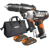 Zestawy elektronarzędzi - WORX WX902 Wiertarko-wkrętarka udarowa WX370.9 + Zakrętarka udarowa WX291.9 + Ładowarka + 2x Akumulator 20 V 2Ah + Torba - miniaturka - grafika 1