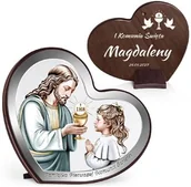 Pamiątka Pierwszej Komunii Świętej - Obrazek w kształcie serca z nadrukiem dla dziewczynki na I Komunię Świętą - miniaturka - grafika 1