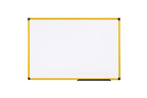 Bi-Office Ultrabrite tablica suchościeralna, 90 x 60 cm, emaliowana, z żółtą aluminiową ramą i półką na długopisy