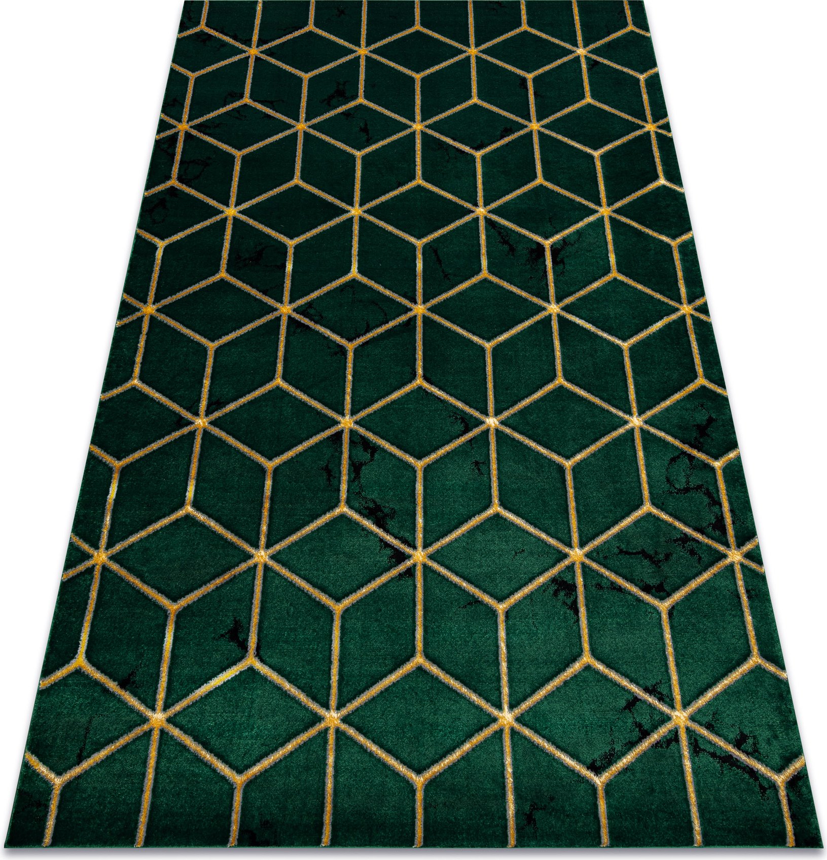 Dywan EMERALD ekskluzywny 1014 glamour, stylowy kostka butelkowa zieleń / złoty zielony 180x270 cm
