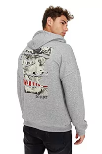 Trendyol Męska bluza z kapturem, zwykła, szara, XL, Szary, XL - Bluzy męskie - miniaturka - grafika 1