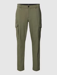 Spodnie męskie - Spodnie o kroju skinny fit z kieszeniami cargo - grafika 1