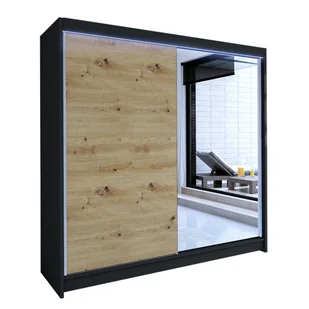 Szafa z drzwiami przesuwnymi Talin I z oświetleniem RGB, Czarny / Dąb Artisan - Szafy Szafa z drzwiami przesuwnymi Talin I z oświetleniem RGB, Czarny / Dąb Artisan - Szafy - miniaturka - grafika 1