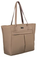 Torebki damskie - PETERSON Torba damska na ramię torebka miejska beżowa duża mieści a4 kieszonki shopper bag na suwak - miniaturka - grafika 1