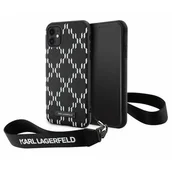 Etui i futerały do telefonów - Karl Lagerfeld KLHCN61SAKLMBSK iPhone 11 / Xr  6.1" czarny/black hardcase Monogram Losange Saffiano - miniaturka - grafika 1