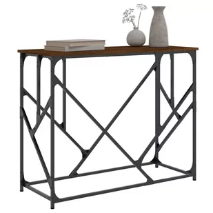 Stolik konsolowy, brązowy dąb, 100x40x80 cm Lumarko! - Konsole i sekretarzyki - miniaturka - grafika 4