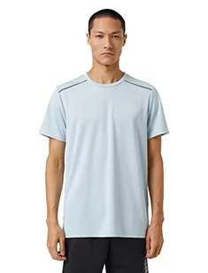 Koton Męski T-shirt sportowy z nadrukiem w paski i okrągłym dekoltem, szary (910), M - Koszulki męskie - miniaturka - grafika 1