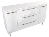 Szafki łazienkowe - Szafka Stojąca Z Blatem ATH 140 cm DK - Biały Wysoki Połysk - Uchwyty Stal Szczotkowana - miniaturka - grafika 1