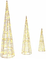 Ozdoby bożonarodzeniowe - vidaXL Choinka z 90 diodami LED 3 pcs Ciepła biel 20 x 20 x 80 cm PET - miniaturka - grafika 1