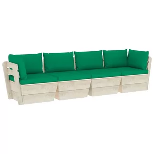 vidaXL Ogrodowa sofa 4-osobowa z palet, z poduszkami, drewno świerkowe - Sofy ogrodowe - miniaturka - grafika 1