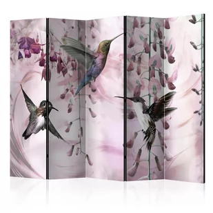 Parawan 5-częściowy - Latające kolibry (różowy) II [Room Dividers] (rozmiar 225x172) - Parawany - miniaturka - grafika 1