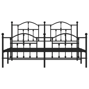 Metalowa rama łóżka z wezgłowiem i zanóżkiem, czarna, 180x200cm Lumarko! - Łóżka - miniaturka - grafika 2